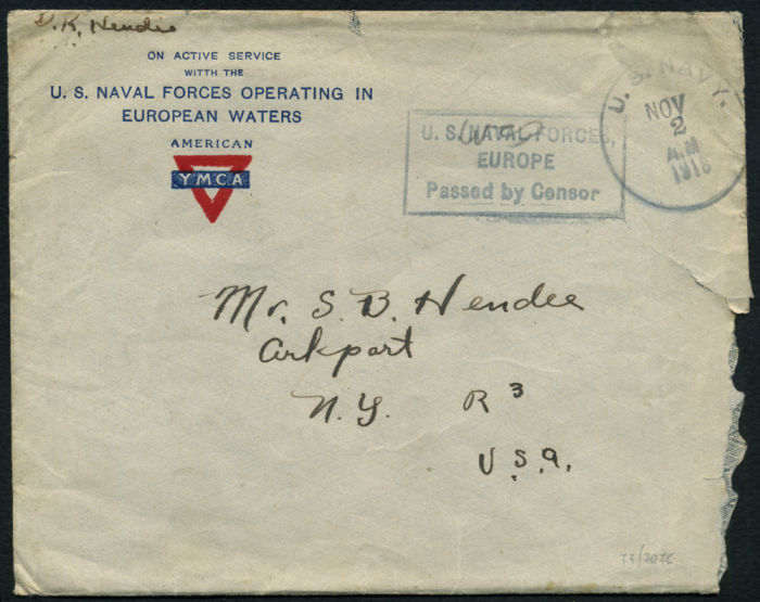 Lot 1612 - usa usa naval forces in greece - postal history (ww1) -  Collectio (Alexandre Galinos) Auction #74