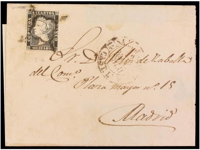 Lot 4 - spain isabel ii. 1850. 6 cuartos black -  Filatelia Llach s.l. Mail Auction #100 - 