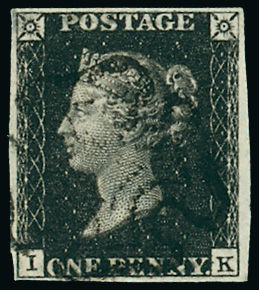 Stamp Auction Great Britain 1840 one penny black and two pence