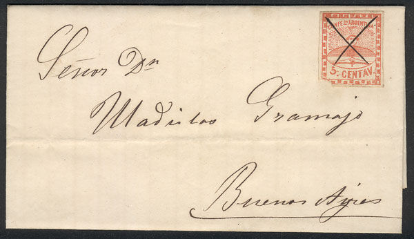 Lot 55 - argentina confederation -  Guillermo Jalil - Philatino Auction # 69 - WORLDWIDE COVERS AND ENTIRES